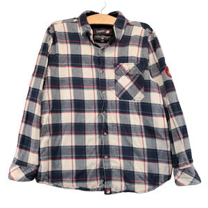 Canada Weathergear Men's Button Up Shirt Blue Plaid Medium Long Sleeve Cotton